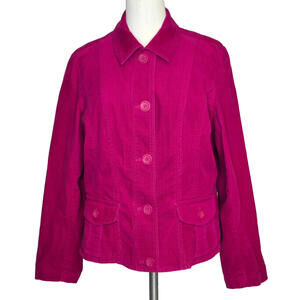 JONES NEW YORK SIGNATURE STRETCH FUCHSIA CORDUROY WOMEN'S CHIC JACKET SZ: LG